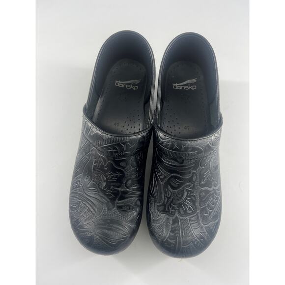 Dansko Shoes Womens Size 41 10.5 Black Slip On Medical Non Slip Comfort Pattern - Picture 7 of 9
